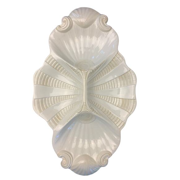 Lenox Other - LENOX Butlers Pantry 4-Part Relish Dish White 18”x11” Serving Platter Shell VGUC